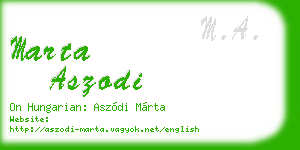marta aszodi business card