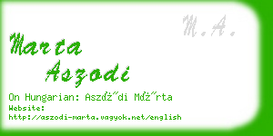 marta aszodi business card